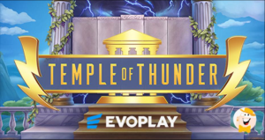 O jogo Temple of Thunder tem um templo antigo e relâmpagos no céu.